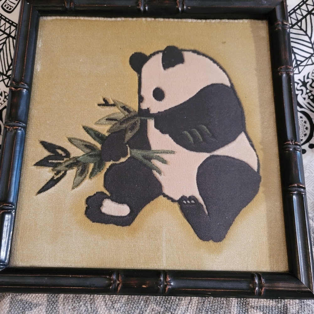 Vintage silk rug framed